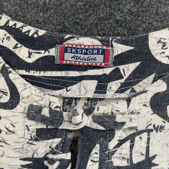 VTG SKSport XIU XIAN Abstract Tribal Print Shirt Frog Button Closure L - Picture 3 of 8